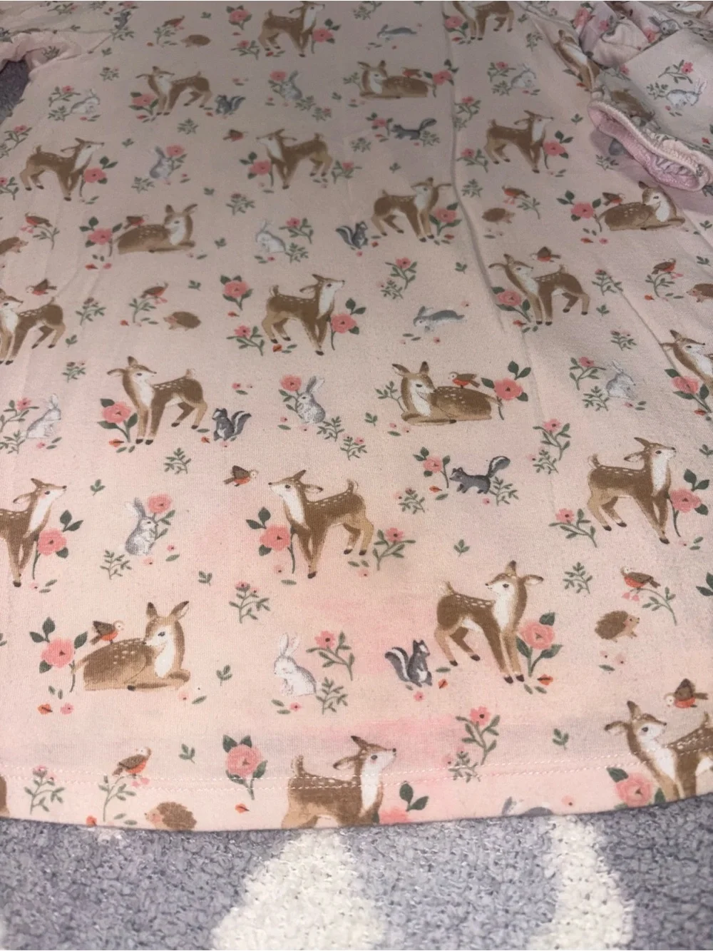Angel Dear Long Sleeve Bamboo Light Pink Woodland Deer Floral Themed Gown 4T